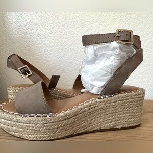 New Taupe Brown Kelly & Katie Suede & Canvas Espadrilles.